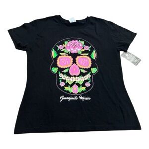 Day Of The Dead, Mexico Women’s Short Sleeve T-Shirt, Size Large, Black, NEW